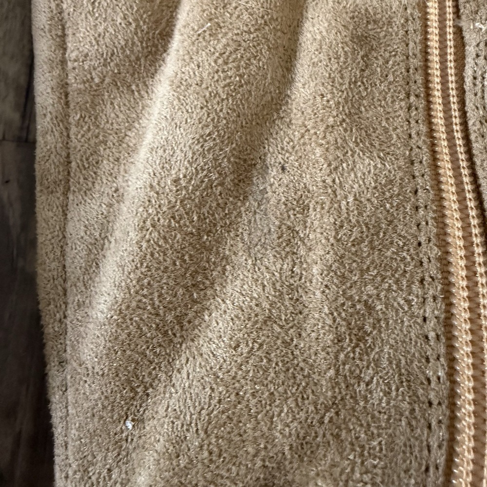 VTG Y2K Fur Heel Boots 8.5 Suede Tan Knee High Western Boho Penny Lane Pointed - Picture 13 of 16